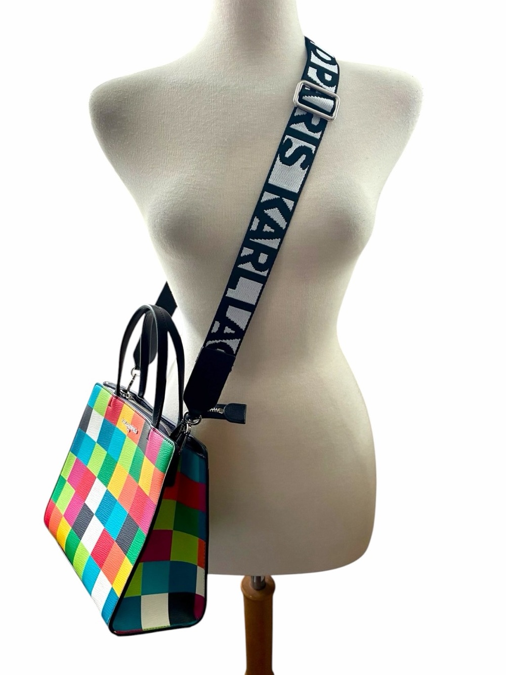 Karl Lagerfeld Paris Maybelle Satchel Crossbody Bag Multicolor Color Block